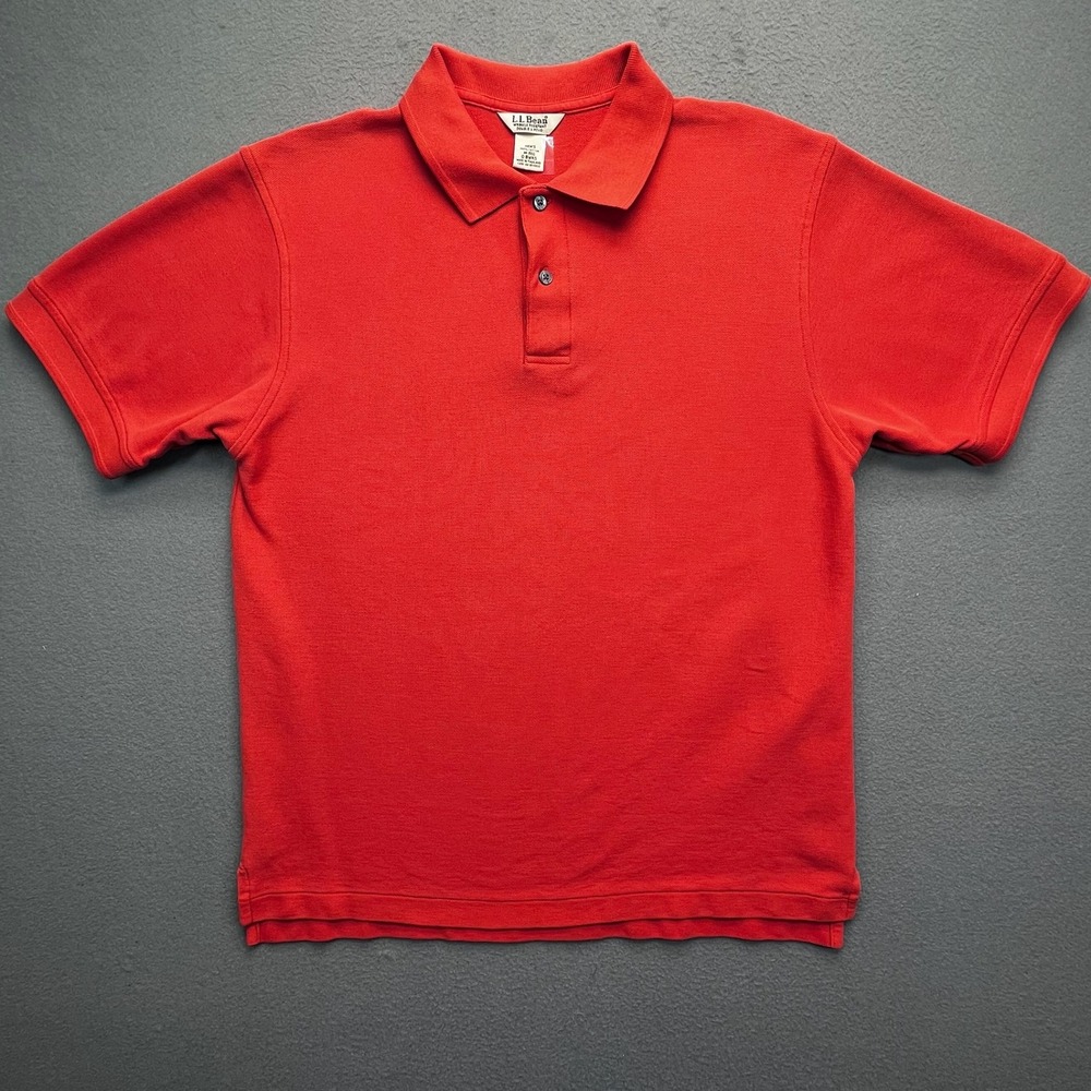 L.L.Bean Mens Red Cotton Wrinkle Resistant Double L Polo Shirt Size M REG